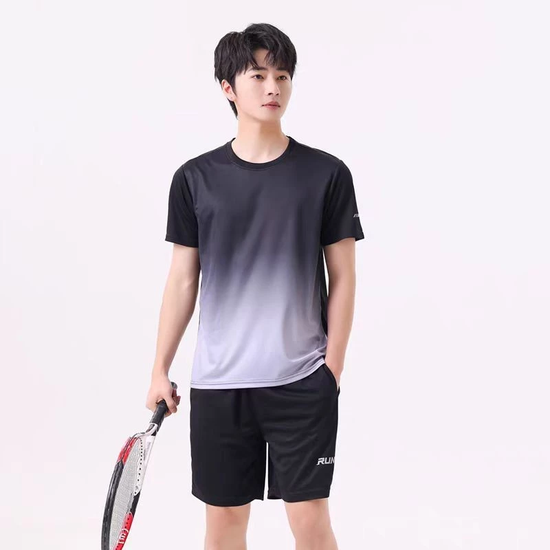 ชุดกีฬาผู้ชาย เสื้อยืดคอกลม+กางเกงขาสั้น ผ้าเบา ชุดวิ่ง thumbnail 4
