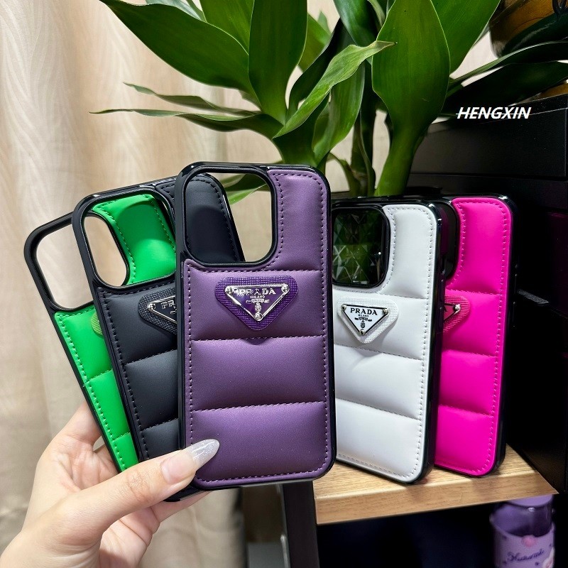 สีม่วงฤดูหนาวลงเสื้อแจ็คเก็ตเคสโทรศัพท์สําหรับiphone 15 PRO MAX Soft 14 11 12 13 PRO MAX PLUS MINI Inflatableผ้าฝ้ายป้องกันกรณี