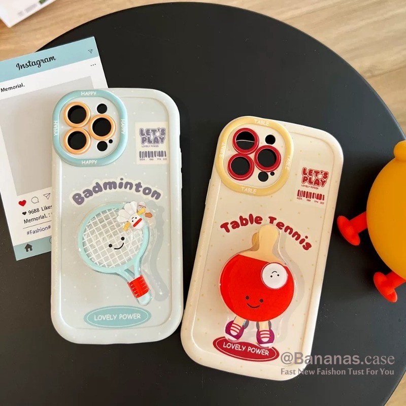 Iphone 15 14 13 12 11 Pro Max X Xr Xs Max 7 8 Plus SE2020 เคสโทรศัพท์น่ารักไม้แบดมินตันไม้ปิงปองฝาครอบโทรศัพท์นุ่ม