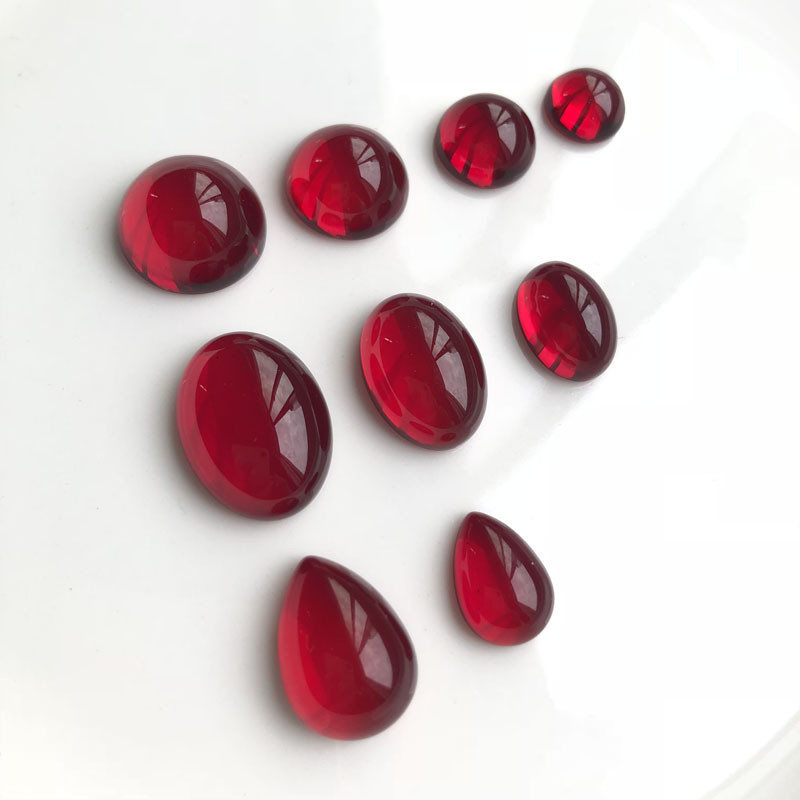 20pcs ทับทิมเทียมคริสตัลแก้ววัสดุแพทช์รูปไข่เครื่องประดับขายส่ง