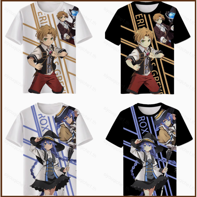 SY1 Mushoku Tensei Tshirt Jobless Reincarnation แขนสั้น Unisex Tee แฟชั่น Roxy Migurdia Rudeus 3D เส