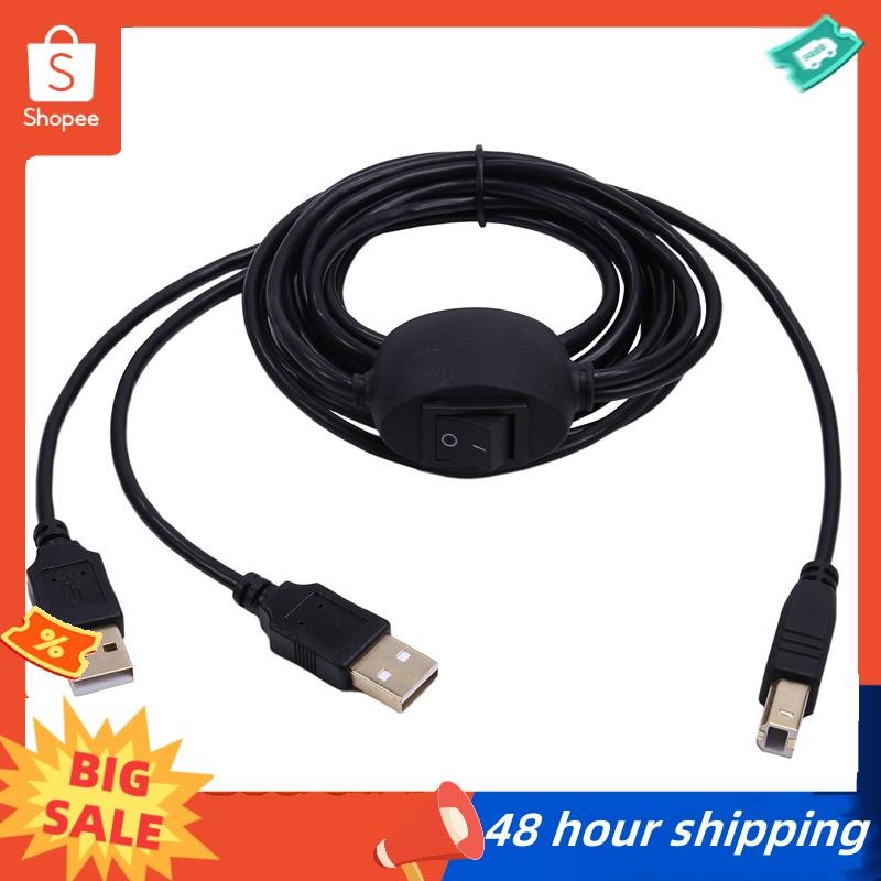 พร้อมสต็อก 2 in 1 Printer Cable USB A to B Male Printer Cable for Hp Canon Samsung Printer Splitter for Two Computers