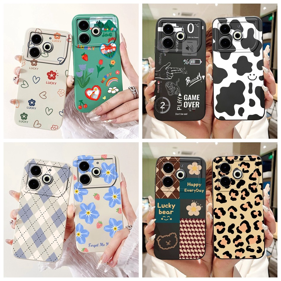 Tecno Pova 6 Neo 2024 น่ารักพิมพ์เยลลี่ซิลิโคนนุ่มเคสโทรศัพท์ Pova6 Neo เลนส์ป้องกันกรณี