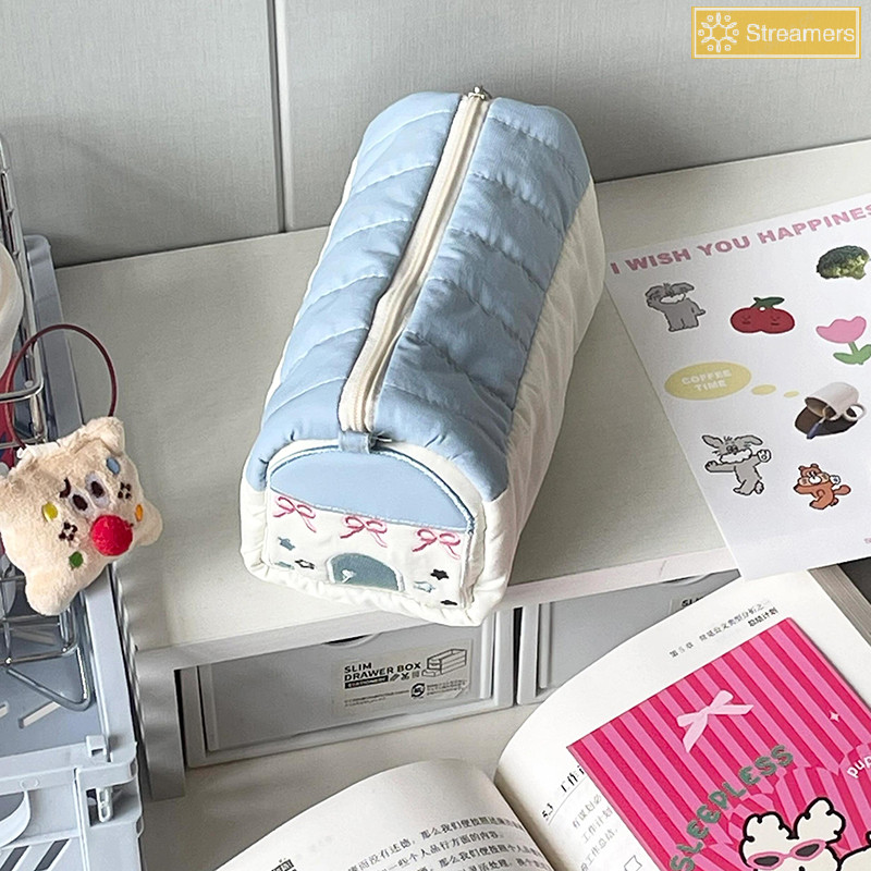 {Streamers} Cute House Pen Bag Large Capacity Storage Stationery Box Student Pen Bag Korean Statione