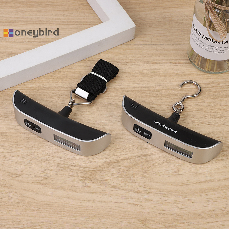 Honeybird เครื่องชั่งแบบพกพาจอแสดงผล LCD ดิจิตอล 110lb/50kg กระเป๋าเดินทางอิเล็กทรอนิกส์แขวนกระเป๋าเดินทางชั่งน้ําหนัก Baggage กระเป๋าน้ําหนักเครื่องมือ Nice