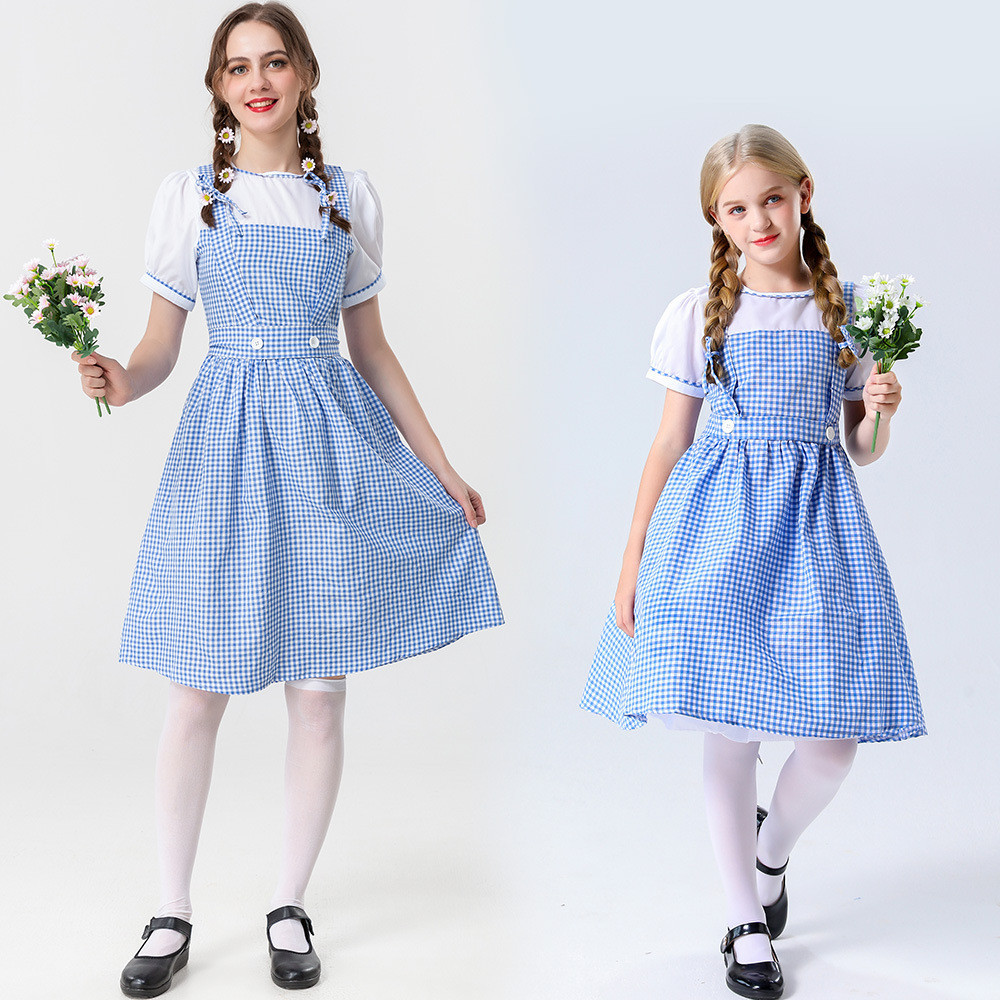 The Wizard Of Oz เครื่องแต่งกาย Lucy Alice ชุดเจ้าหญิงสําหรับผู้หญิงชุดแม่บ้าน Bow Tie เครื่องประดับผมฮาโลวีนเครื่องแต่งกาย