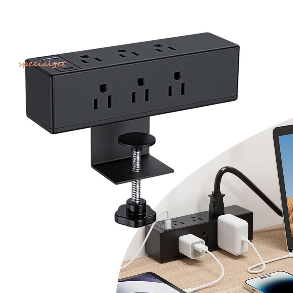 รางปลั๊กไฟแบบหนีบโต๊ะพร้อมฮับไฟทนไฟ USB 8/6 AC Outlet และสายไฟ 6.6ft [specialget.th]