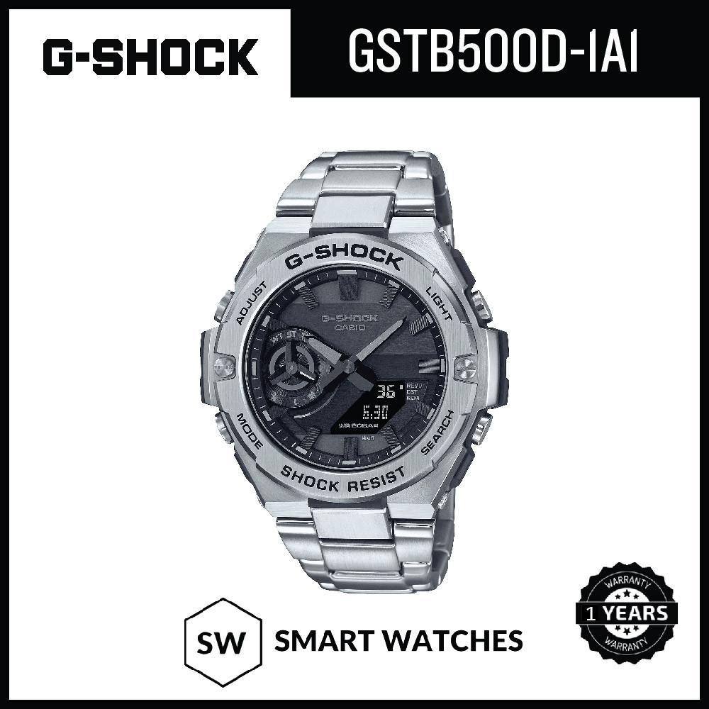 เหมาะสําหรับ g-shock GST-B500 Silver Black Stainless steel sports watch GSTB500D-1A1 Outdoor Watch f