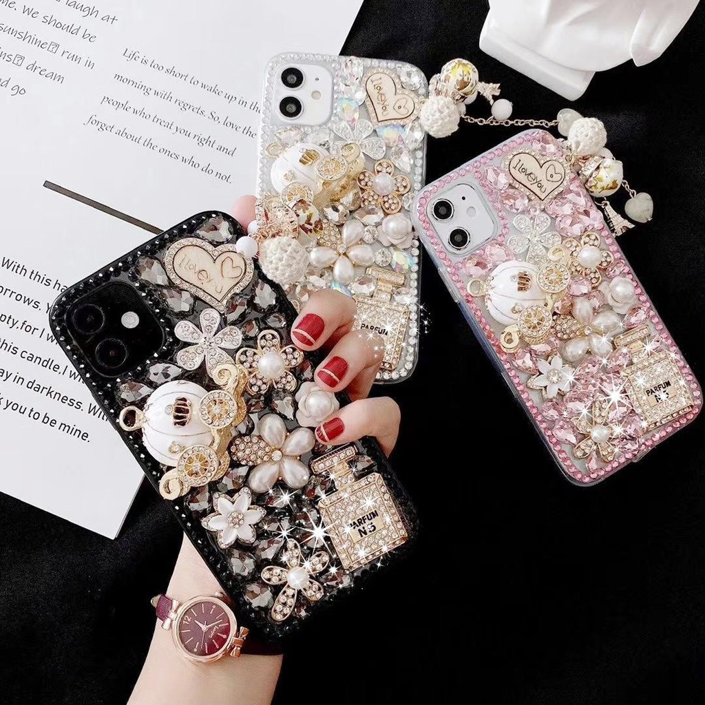 เคสโทรศัพท์สําหรับ iPhone 16 15 14 13 12 Pro Max หรูหรา Rhinestone ฝาครอบกันกระแทก