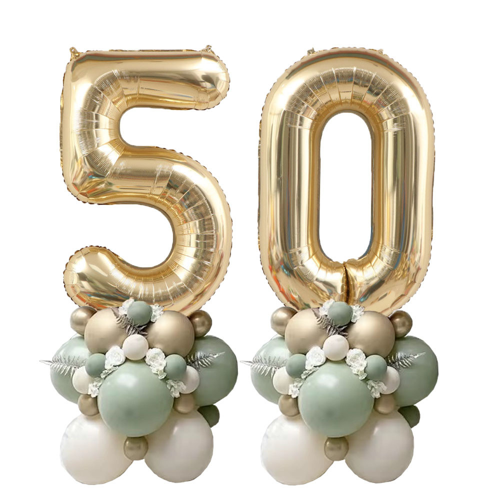 28 ชิ้น Chrome Gold บอลลูนชุด 40 นิ้วจํานวนอลูมิเนียมฟอยล์ Ballons ผู้ใหญ่วันเกิด Globos 10 20 30 40 50th ตกแต่งวันเกิด