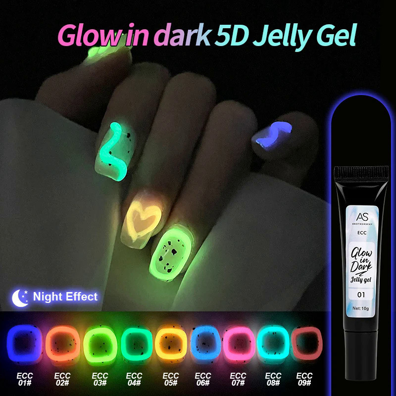 AS 5D Glow in the Dark Pudding Soild Nail Gel Set Translucent Korean Style Emboss Macaron Translucen
