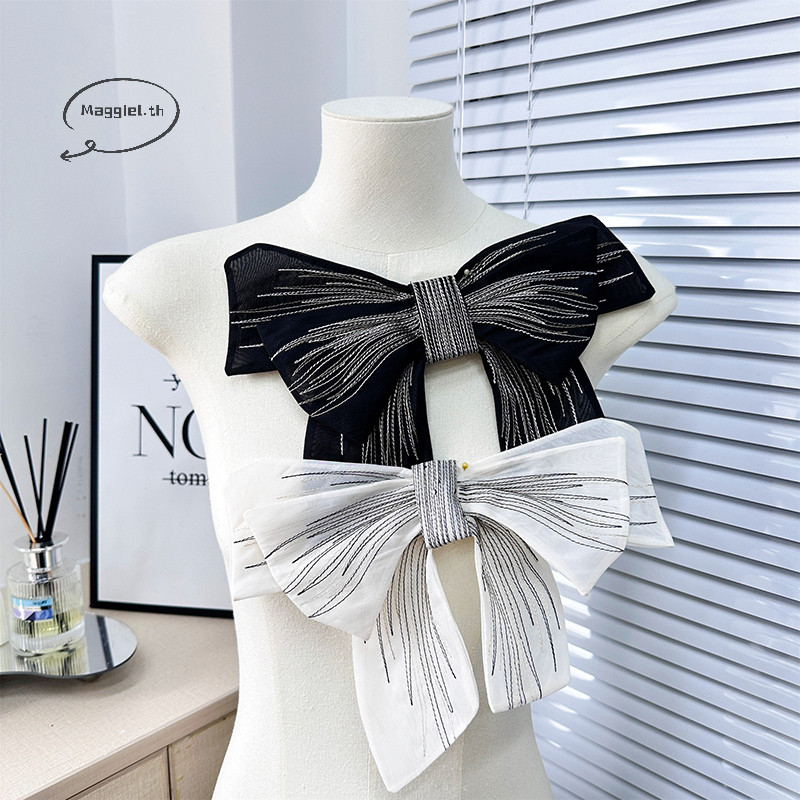 Maggiel ใหญ่ชีฟองโบว์เข็มกลัด Pins Handmade เข็มกลัดสําหรับเสื้อผ้างานแต่งงานเสื้อผ้าอุปกรณ์ตกแต่ง Party เครื่องประดับของขวัญ TH