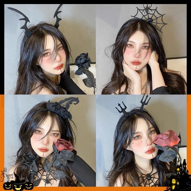 ที่คาดผมใยแมงมุม กิ๊บติดผมหมวกแม่มด สำหรับวันฮาโลวีน สำหรับเด็กผู้หญิง