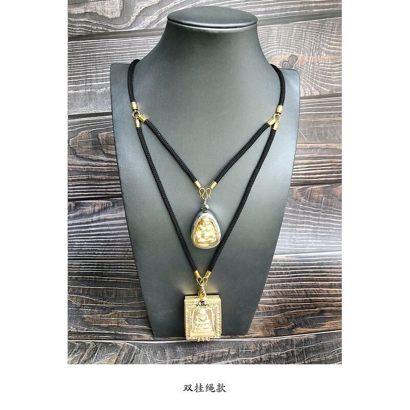 สร้อยคอทองคำเคลือบฟอยล์ไทย พลอยพร้อมสายผ้าอเนกประสงค์ และโซ่สแตนเลส ตัวเรือนไทเทเนียม FPL23