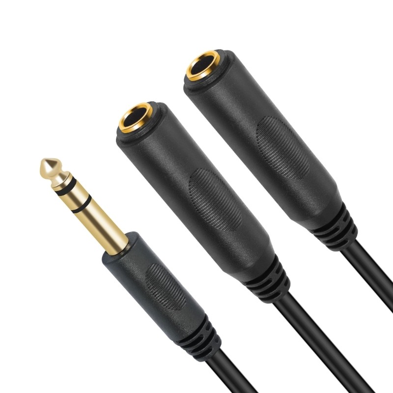 Godd Double Shielded 1 4 นิ้ว TRS สเตอริโอ Splitter Y สาย 1 4 TRS Splitter Cable สําหรับการส่งผ่านสัญญาณสเตอริโอที่ชัดเจน
