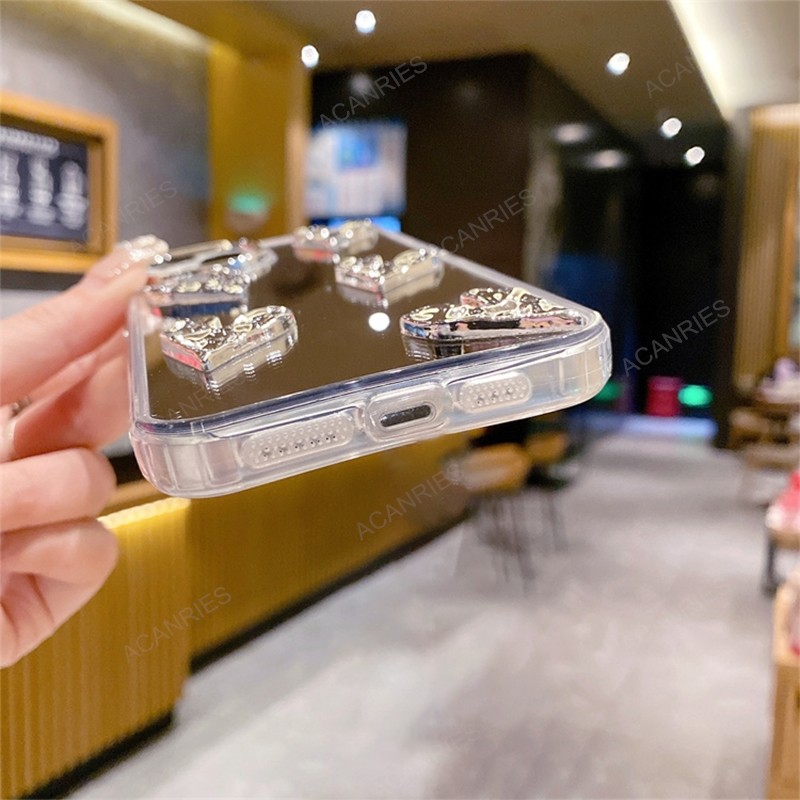 Glitter น่ารัก 3D Love Heart กระจกซิลิโคนสําหรับ Samsung Galaxy S24 Ultra 5G S23 FE S22 Plus S21 + S20 S10 ฝาครอบ S 24 23 22 - รูปที่ 3