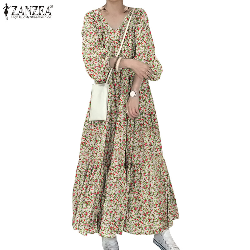 ZANZEA ใส่ ซานเซีย ผู้หญิงคอวีชั้นพัฟแขนไหล่ผิดปกติแยกชุด