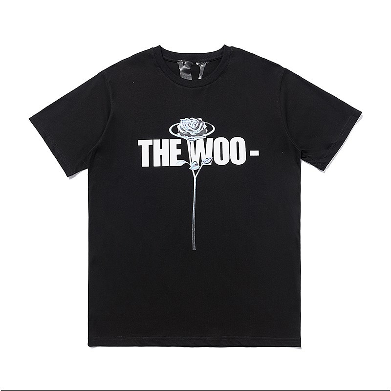 แฟชั่น Vlone X Pop Smoke The Woo เสื้อยืดลําลองสําหรับผู้ชายผู้หญิงแขนสั้นคอก ลมSize S-5XL