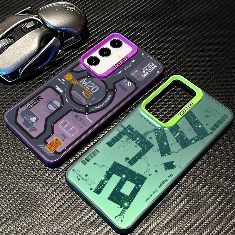 Stylish Circuit Board Micro Matte Hard Frosted สําหรับ Samsung S24 Ultra S23U Galaxy S24 + S23 FE S22U S20FE S21 S20 ป้องกันลายนิ้วมือกันกระแทก
