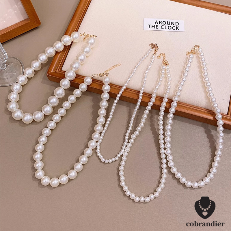 CODส่งเร็ว⚡สร้อยคอมุกไหปลาร้าวินเทจแฟชั่นฝรั่งเศสแบบเรียบง่ายเครื่องประดับสำหรับผู้ขายส่งหญิงcobrandier