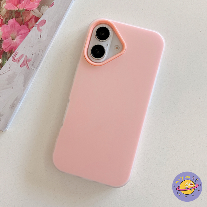 Simple 2 in 1 Pure สีเคสโทรศัพท์สําหรับ iPhone 16 15 14 13 12 Pro Max 11 16Pro กันกระแทก TPU + PC Big Hole ป้องกันปกหลัง