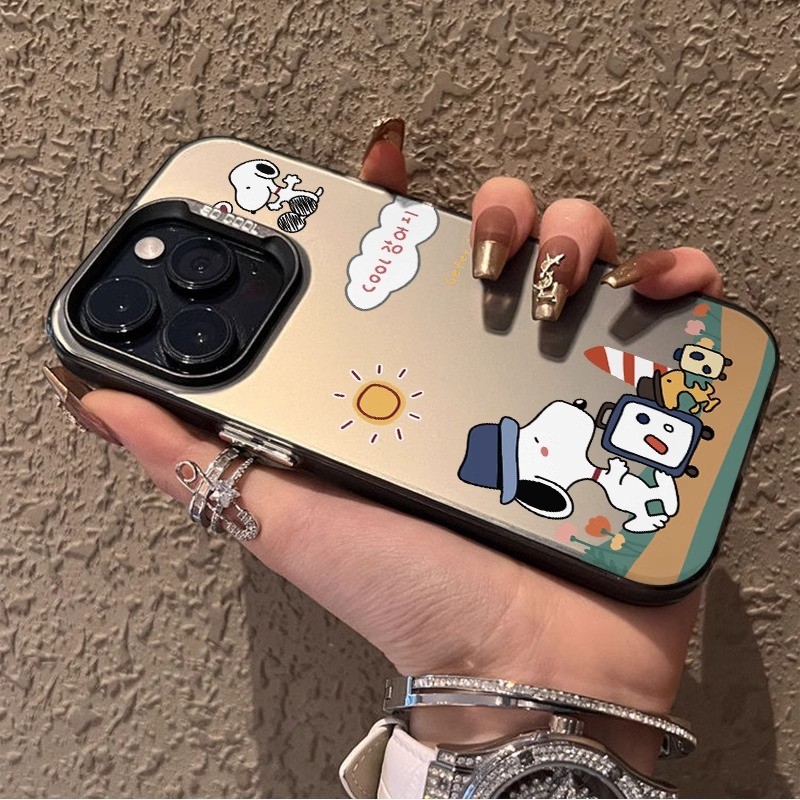 เคสไอโฟน16 15 14 13 12 11 Pro Max Case สนูปปี้ พร้อมกระเป๋าเดินทาง กันกระแทก แข็ง Compatible เคส iPhone X/XS, XR,7+,8Plus