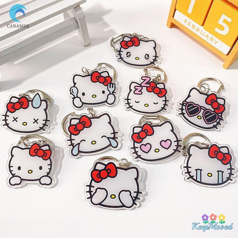 Keepmoved Hello Kitty อะคริลิคพวงกุญแจกระเป๋า Ch Sanrio Anime Figures Key Chain จี้การ์ตูนคอสเพลย์ Chains พวงกุญแจอุปกรณ์เสริมของขวัญใหม่