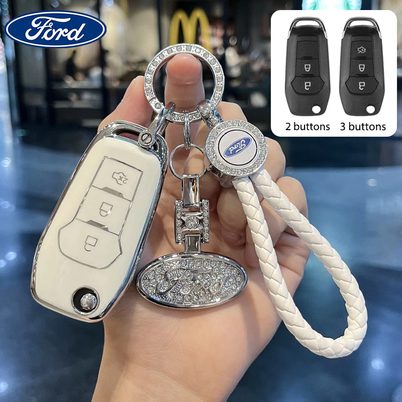 Ford car TPU เคสกุญแจ Ford ranger xls 18-23/ranger wildtrak 14-17/EVEREST/ranger xlt 14-17 ปลอกกุญแจรถ พวงกุญแจ Ford