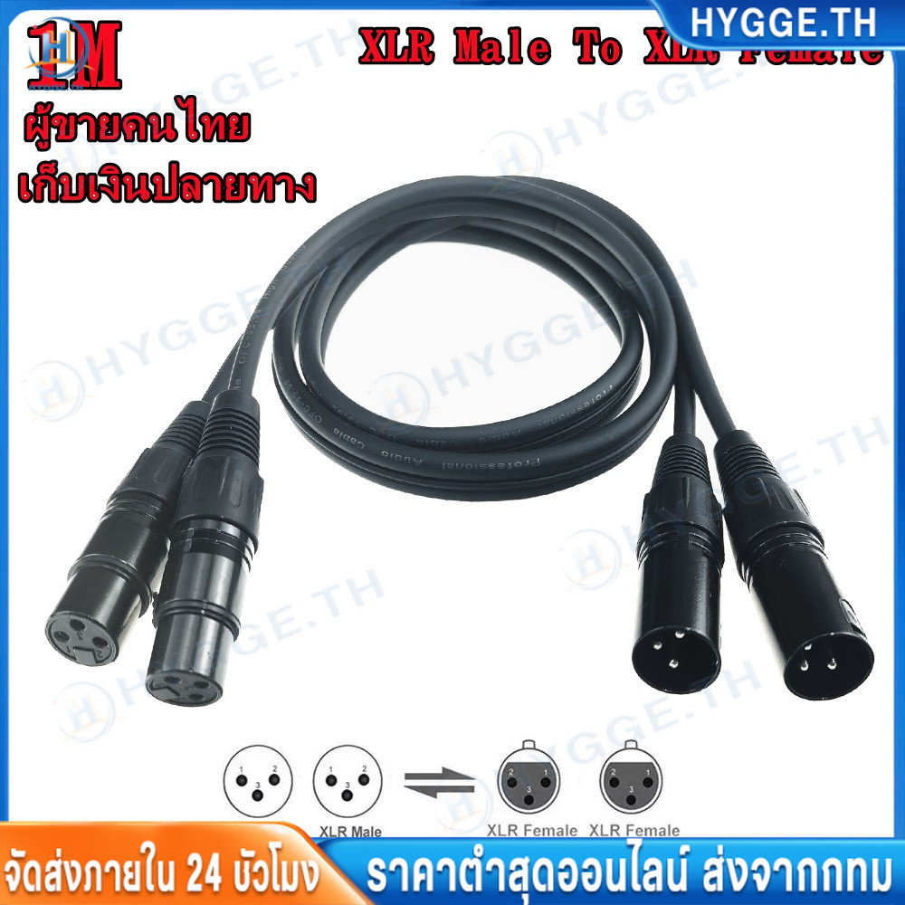 ❀HYGGE❀สายสัญญ ณเสียง XLR Male To XLR Female (ผู้เมีย) Mic Cable ยาว 1 เมตรXLR-XLR 3Pin สายเคเบิล ชายหญิง สาย