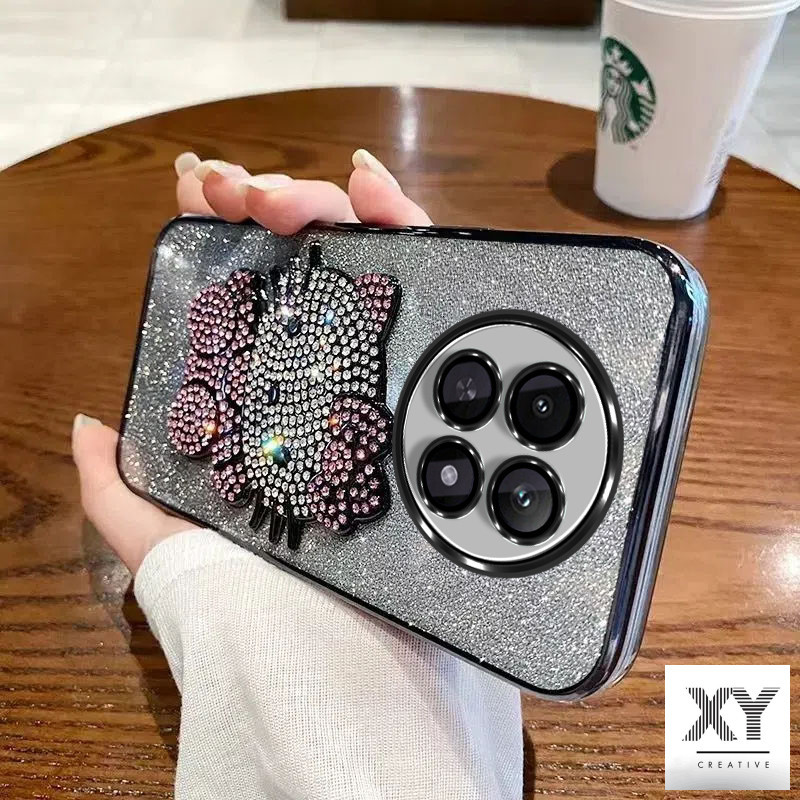 เคส Realme 12 5G 12 Pro Plus 5G Realme12 + 5G Realme 11 5G 11X 11 Pro หรูหรา ชุบแฟลช เคสโทรศัพท์เพชร KT Cat โปร่งใสป้องกันกันกระแทกกรณี เคสโทรศัพท์ Realme 12 5G 12 Pro Plus 5G Realme12 + 5G Realme 11 5G 11X 11 Pro