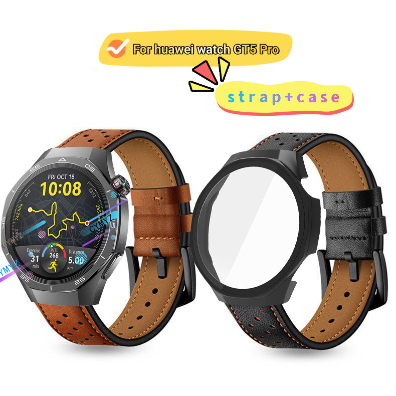 Huawei watch GT5 Pro สายหนังสําหรับ huawei watch GT5 Pro 46 มม.42 มม.สายรัดข้อมือกีฬา huawei watch GT5 Pro กรณีป้องกันหน้าจอ
