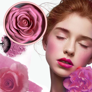 VERONNI บลัชออน 4 สี ดีไซน์กลีบกุหลาบดอกไม้ สามมิติ เม็ดสีเข้มข้น ติดทนยาวนาน ไฮไลท์กระจ่างใส ให้ลุคธรรมชาติ ของขวัญคริสต์มาส เครื่องสำอางใบหน้า