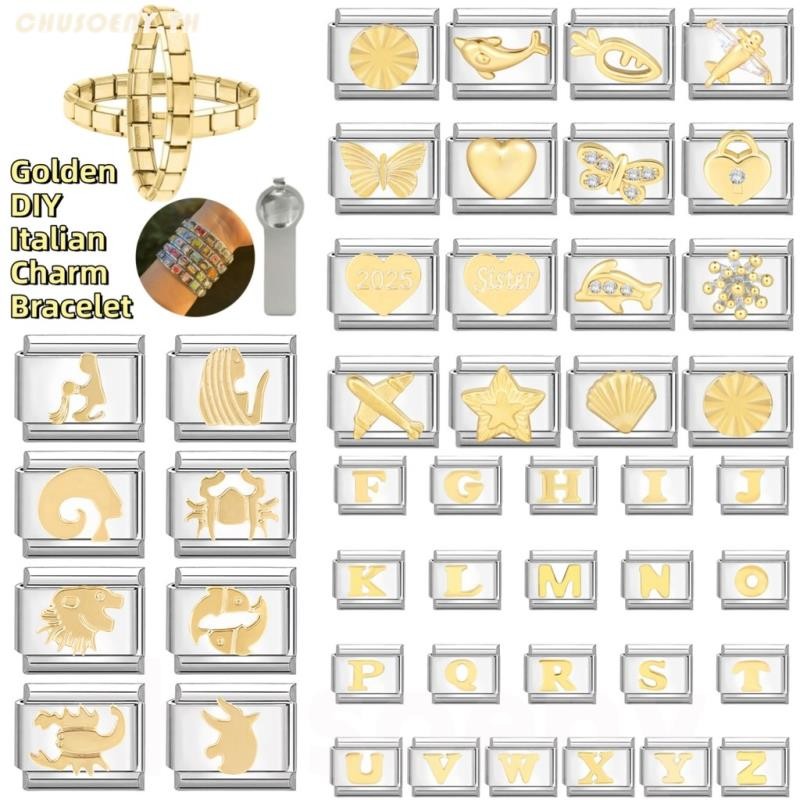 2024 ใหม่แฟชั่นสัตว์สีทอง Star Charm อิตาลี Links Fit 9 มม.สร้อยข้อมือเครื่องประดับสแตนเลส DIY ทํา