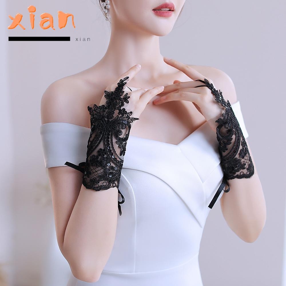 Xianen ถุงมือลูกไม้, Rhinestone Party Dress งานแต่งงานถุงมือเจ้าสาว, 2024 เสื้อผ้าอุปกรณ์เสริม Elegant Evening Prom Decor Party