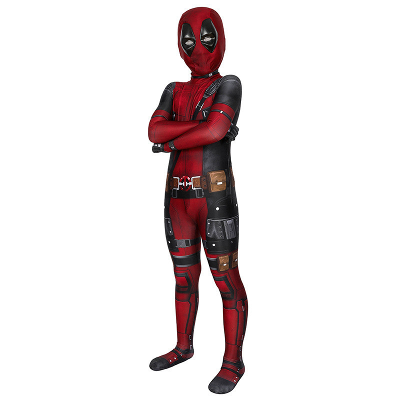 คอสเพลย์บอดี้สูท Deadpool 3 Wade Wilson สำหรับเด็ก พร้อมเสื้อแจ๊บซูท เครื่องแต่งกายฮาโลวีน