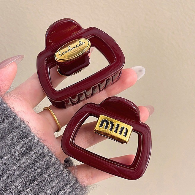 2024 Retro High-End Wine Red High Ponytail Clamp หญิง