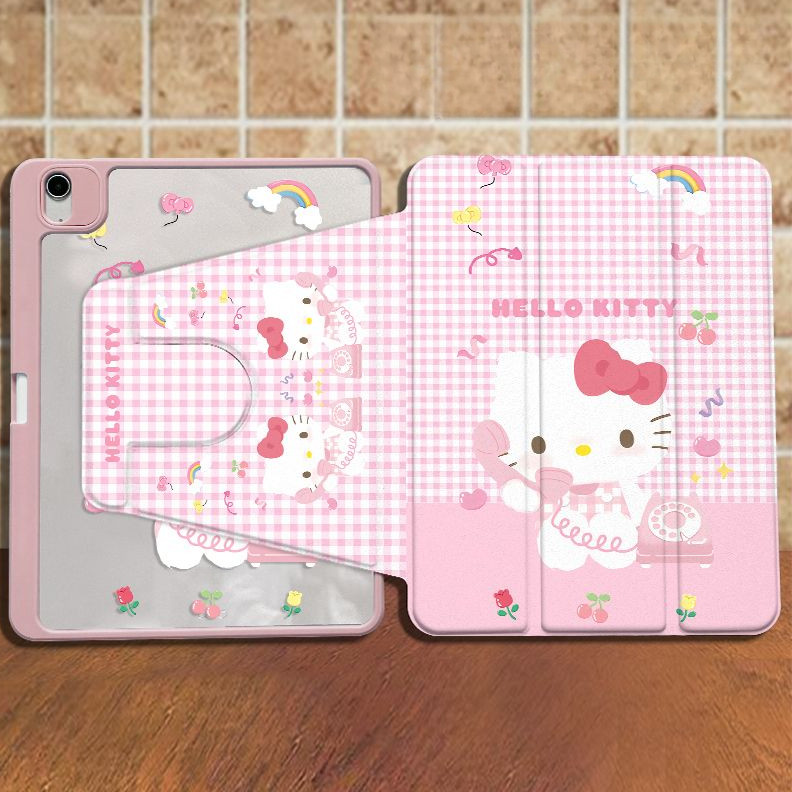 เคสสําหรับipad Gen9/Gen7/Gen8 10.2 Air4/5 10.9 10.5 Air3/Pro 11 2021 Mini4/5/6 ป้องกันกรณีKittyโทรพร้อมผู้ถือปากกา