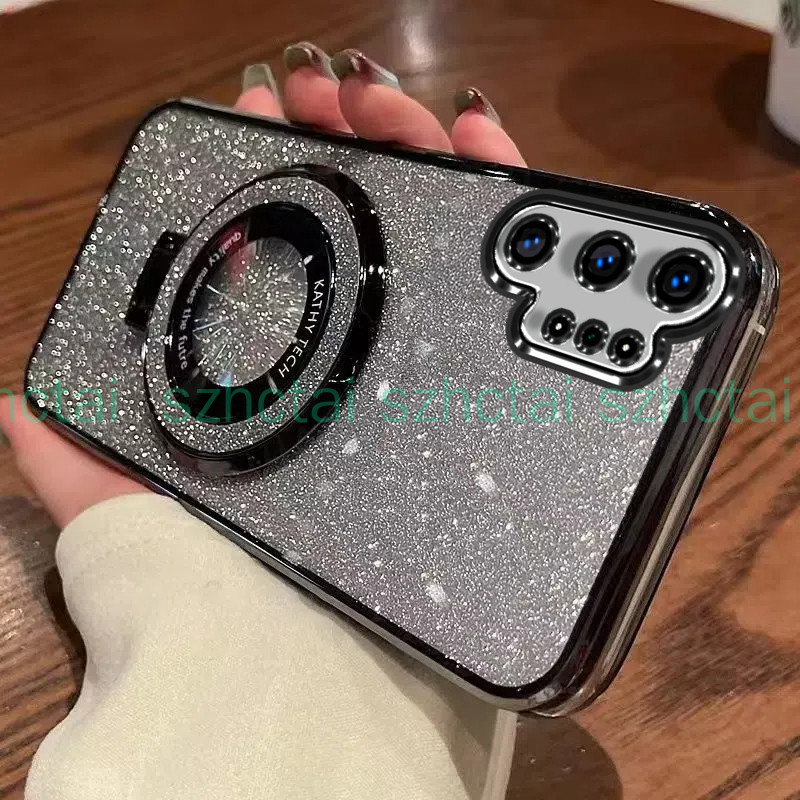 เคสโทรศัพท์ Samsung note 10 Pro note 10 plus note 10 Luxury Electroplated Glitter เคสโทรศัพท์เชลล์ใสกันกระแทกพร้อมวงเล็บ