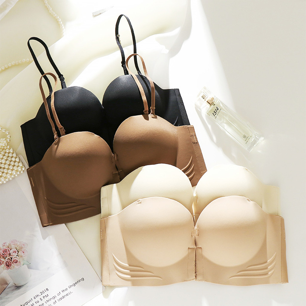Finetoo หัวเข็มขัดด้านหน้า Strapless Anti-Slip รวบรวมเซ็กซี่ชุดชั้นในสบาย Breathable Frameless ชุดชั้นใน - รูปที่ 3