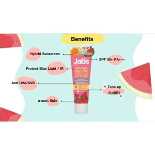 Jabs Water Melon Lotion UV SPF 50 PA+++ 220ml. แจ๊บ โลชั่นกันแดดแตงโม 220 มล.