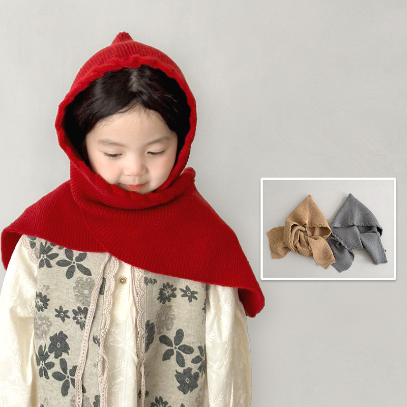 [3-10 ปี] เด็กหมวกผ้าพันคอหนึ่งฤดูหนาว อิน สไตล์ใหม่ชายหญิงถักผ้าพันคอขนสัตว์ผ้าคลุมไหล่ QN410