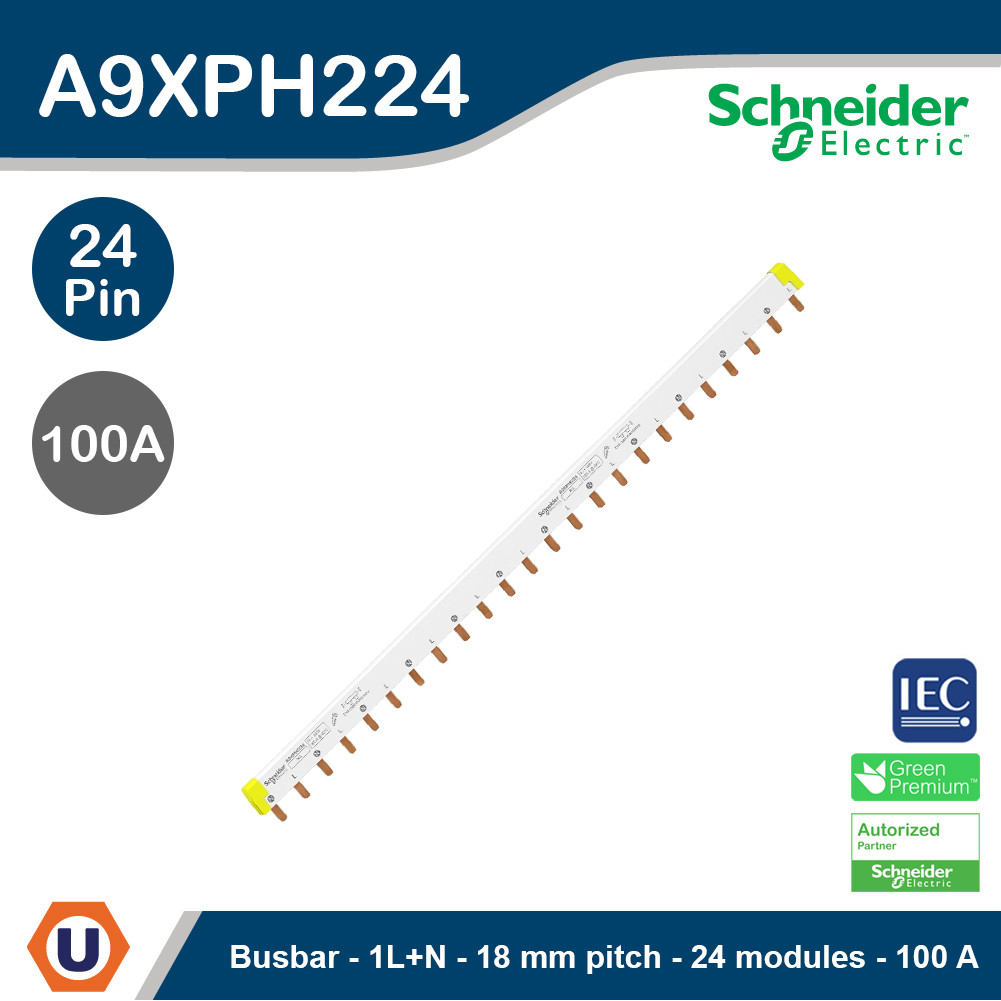Schneider Electric Acti9 - comb busbar - 1L+N - 18 mm pitch - 24 modules - 100 A : A9XPH224 สั่งซื้อ