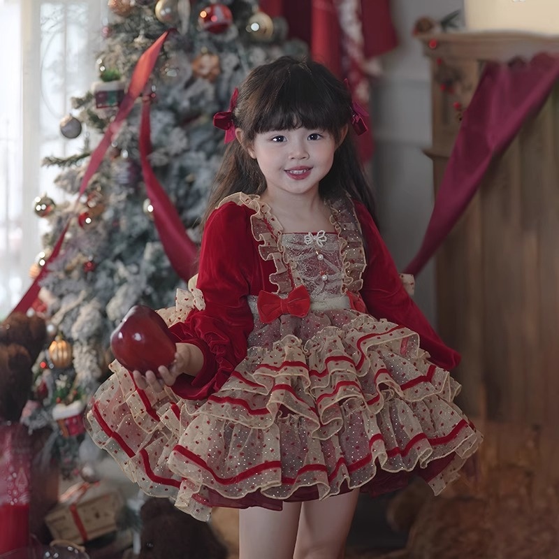 คุณภาพสูงGirls ดอกไม้สาว lolita ชุดชุดแต่งงาน tutu ชุดเจ้าหญิงชุดวันเกิด COS เครื่องแต่งกาย