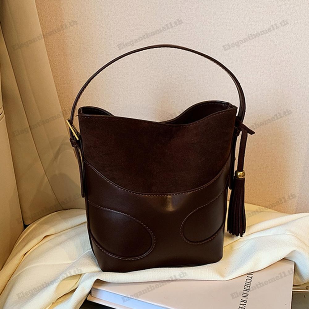 ผู้หญิงfaux Suede Bucket Bagกระเป๋าแฟชั่นสายรัดปรับได้กระเป๋าเดินทางกลางแจ้ง