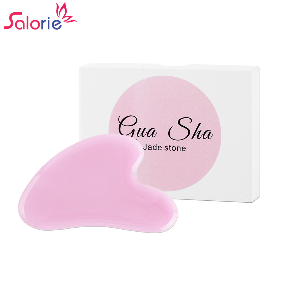 Salorie หินธรรมชาติ Guasha แผ่นเครื่องนวดหน้าหินแก้ว Gua Sha Beauty Scraper ยกกระชับผิว