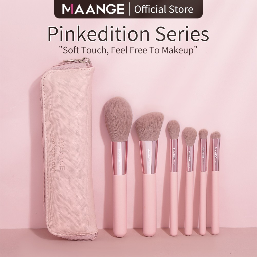ชุดแปรงแต่งหน้าวีแกน 6 ชิ้น MAANGE PinkEdition พร้อมเคส - อุปกรณ์หรูหราสำหรับใบหน้าที่สวยสมบูรณ์แบบ 55079