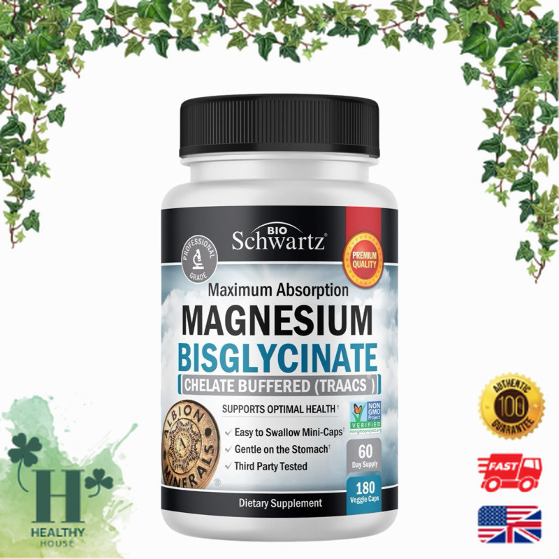 พร้อมส่ง BioSchwartz Magnesium Bisglycinate Chelate No-Laxative Effect 180 Veggie Caps
