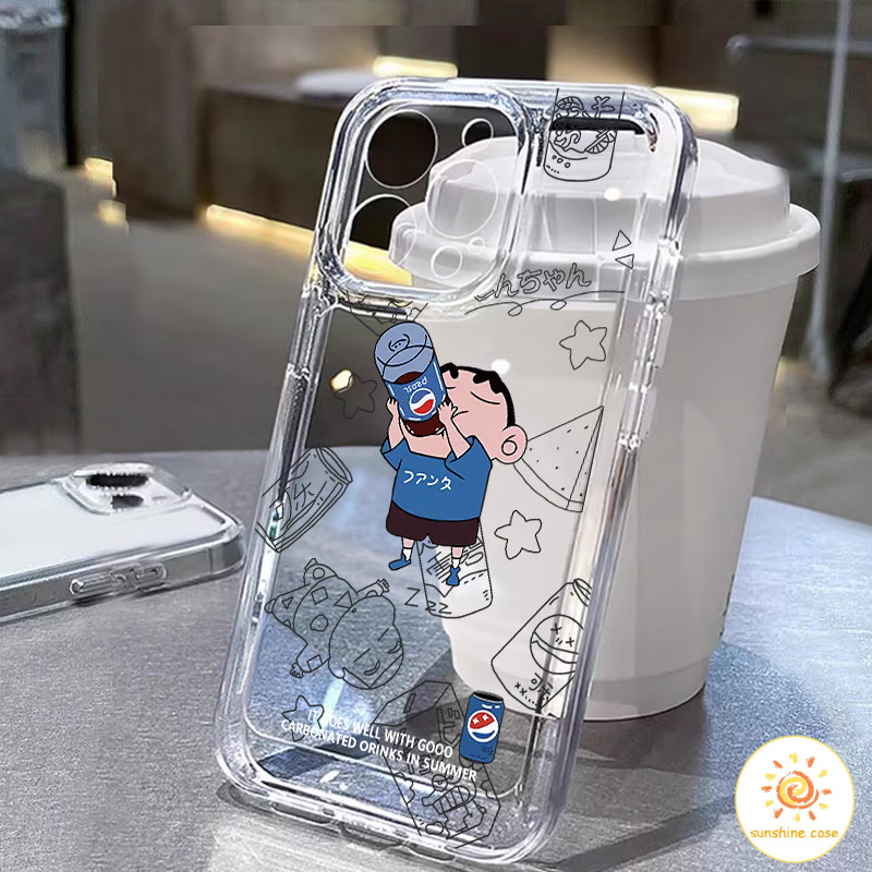 เคสโทรศัพท์แบบใสอะนิเมะ Crayon Shin-chan น่ารัก ไอโฟน11 For iPhone11 12 13 14 15Pro MAX X XS 6 7 8Plus SE2020เคสโทรศัพท์
