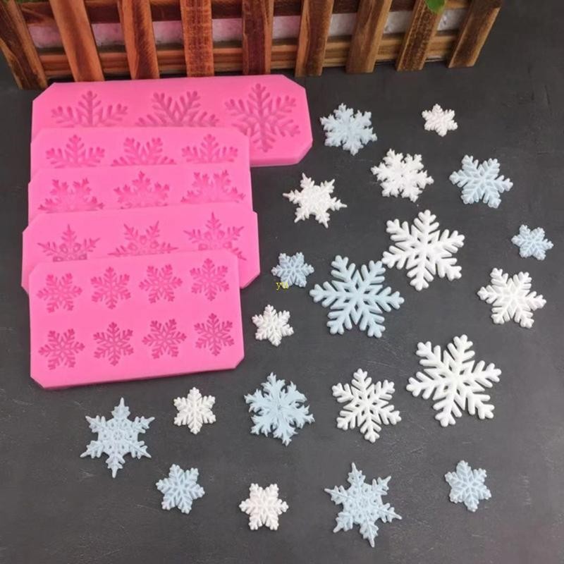 Yu ช็อกโกแลต Moulds Snowflake Shape วัสดุซิลิโคน DIY Fondant เค้กเบเกอรี่ Mould ของขวัญที่สมบูรณ์แบบสําหรับ Baking Lover 5 Sty