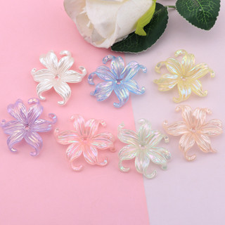 10ชิ้น/เซ็ตหกกลีบไข่มุกดอกไม้ผ่านหลุมลูกปัด ทําเอง แฮนด์เมดจ…